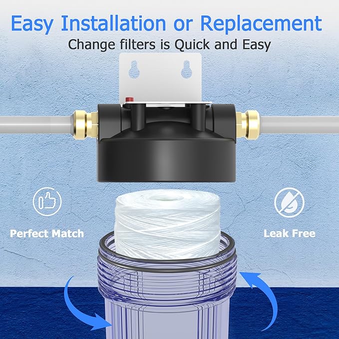 5 Micron Whole House Water Filter Cartridge, String Wound Sediment Filters for Well Water, Universal Replacement for Any 20 inch Silm Housings - 20" x 2.5" Cartridges - Pack of 6
