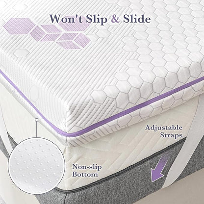 SINWEEK 3 Inch Memory Foam Mattress Topper Queen Size, Soft and Medium Mattress Pad for Back Pain Relief, High Density Foam Bed Topper with Textured Cover, CertiPUR-US Certified
