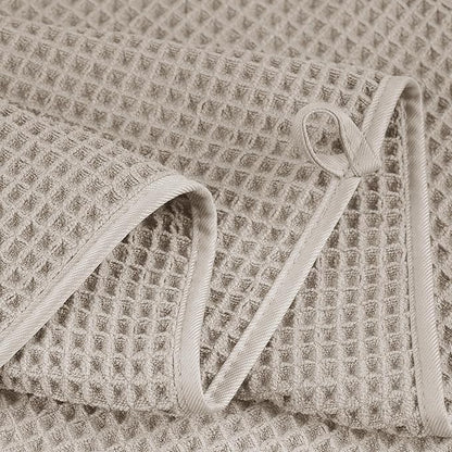 POLYTE Microfiber Quick Dry Lint Free Bath Sheet, 70 x 35 in, Set of 2 (Beige, Waffle Weave)