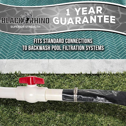U.S. Pool Supply Pool Backwash Hose 1 1/2 Inch Diameter x 50 Feet - Discharge Hose for Pump, Sand Filter & Sump Pump Hoses - Burst Resistant Lay Flat Drainage Hoses for Inground & Above Ground Pools