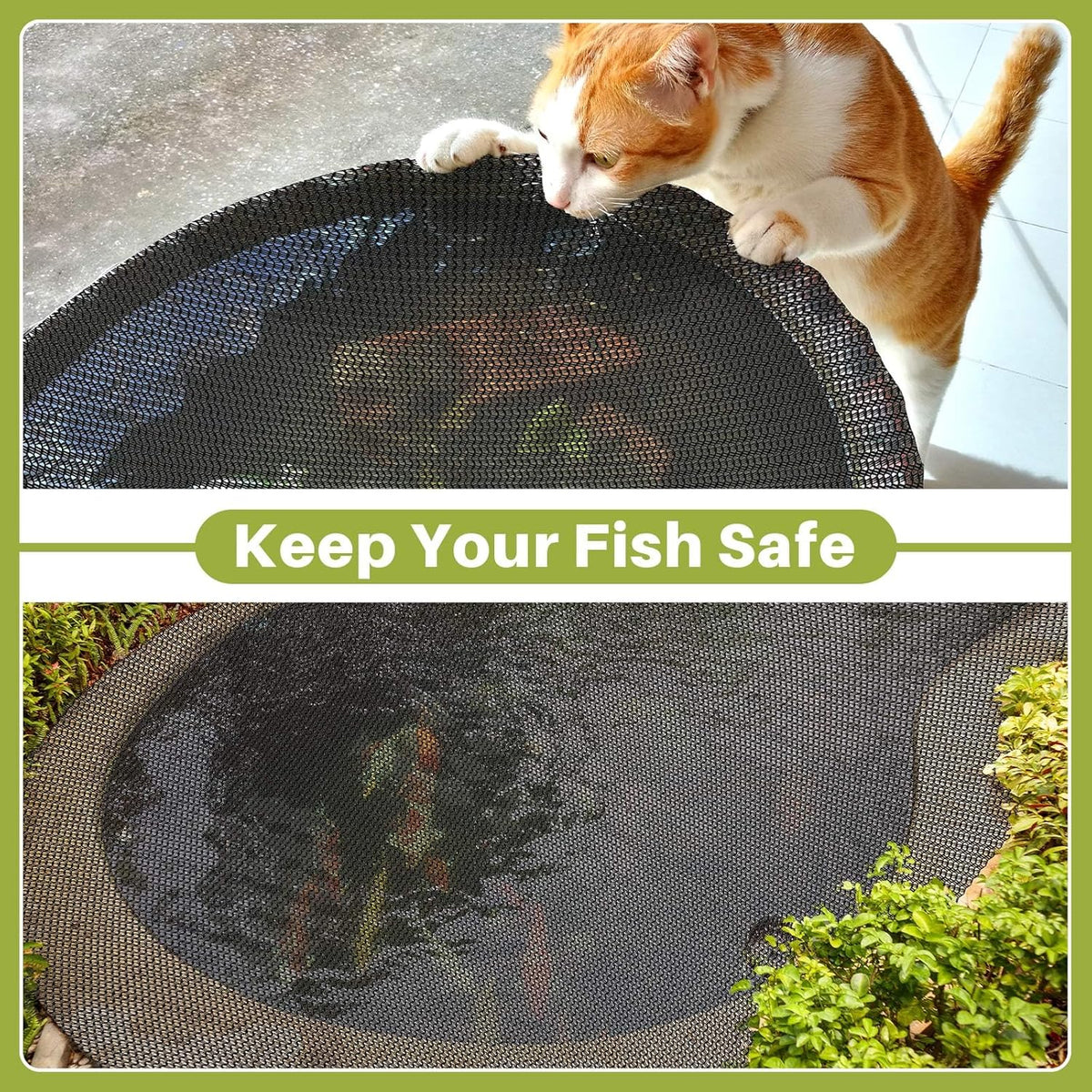 Koi Pond Netting Kit 12 x 30ft, Heavy-Duty Pe, Bird Deer Fence Netting, Durable Net Cover for Leaves, Protect Fish from Blue Heron Bird, Cats & Predators, Stakes & Ties Included