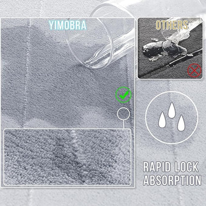 Yimobra Large Bath Mat 36"x24", Super Soft Quick Dry Memory Foam Bathroom Rug, Water Absorbent, Non Slip Backing Machine Washable for Tub Shower, Thick Comfort Support, Silver
