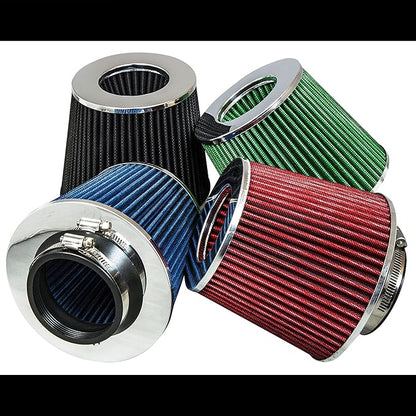Mortar Aftermarket Auto Air Filter Replacement - Car Enthusiast Class Universal Cold Air Intake Gulps in More Air for More Engine Power & Passionate Induction Sound, 3.5 In, Green