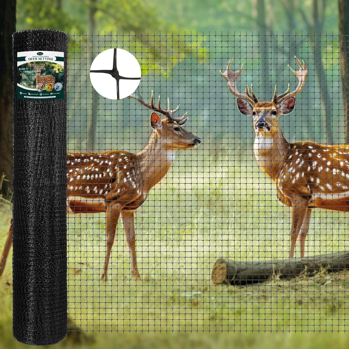 FRUITEAM 8ft×165ft Deer-Fence,Deer-Netting for Garden,Wildlife Netting,Heavy Duty Garden Fencing Roll for Plant Protection