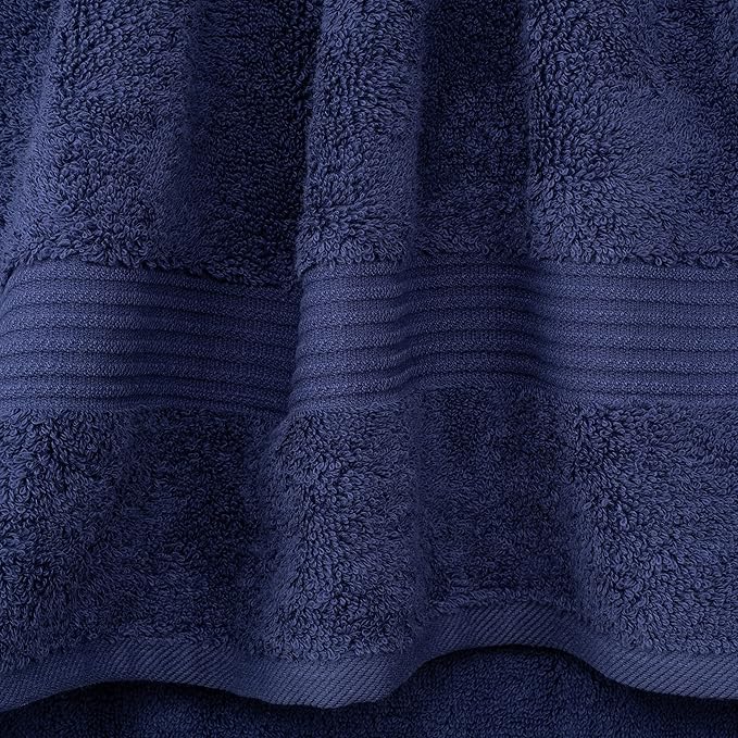 Cotton Paradise 100% Cotton Turkish Washcloth Set for Bathroom, 4 Piece Soft Absorbent Small Hand Face Towels Wash Rags, Navy Blue