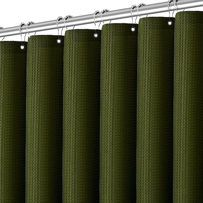 Army Green Shower Curtain 72 x 96 Inches, Extra Long Jungle Shower Curtain with Waffle Weave Fabric Heavy Duty Hotel Quality for Bathroom