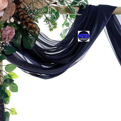 MDS Halloween Chiffon Draping Fabric - 2 Panel, 30" Wide x 30ft Long - Sheer Spooky Arbor & Canopy Drapery for Haunted House Backdrops, Party Ceilings, DIY Costumes & Themed Events - Navy Blue