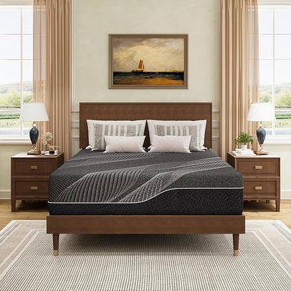 Queen Mattress 14 Inch Charcoal Memory Foam in a Box, CertiPUR-US Certified, Fiberglass Free, Gel Double Mattress, Made in The USA of US Foam, 80" × 60" × 14", Medium
