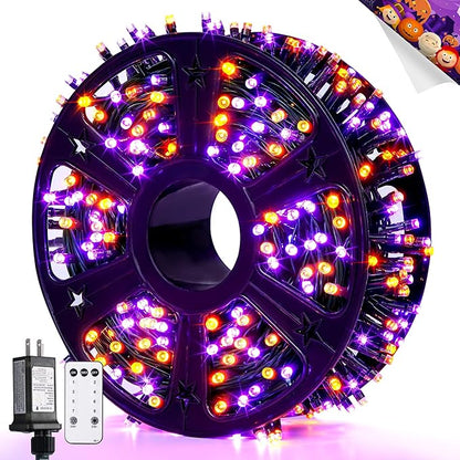 JMEXSUSS Orange and Purple Halloween Lights: 132ft 400 LED String Lights Plug in - Halloween Lights Indoor Outdoor for Yard Tree Porch