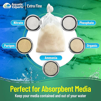 Aquatic Experts Extra Fine Aquarium Media Bag, Durable Drawstring Bags for Fish Tank Filters,150 Micron Mesh, (Extra Fine, 8" x 12" - 3 Pack)