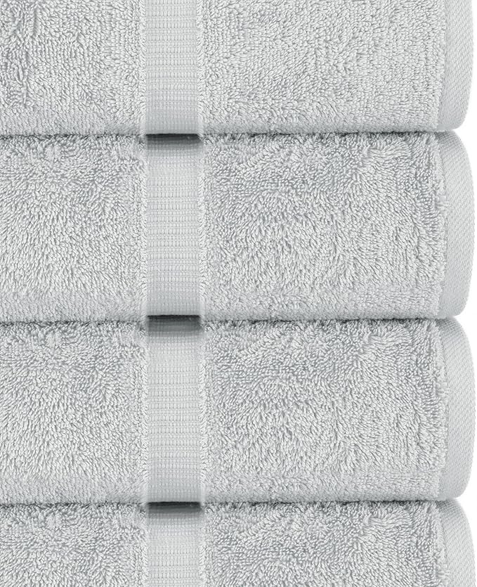 Chakir Turkish Linens |Hotel & Spa Quality 100% Cotton Premium Turkish Towels | Soft & Absorbent (Silver Gray, Bath Towel - Set of 4)