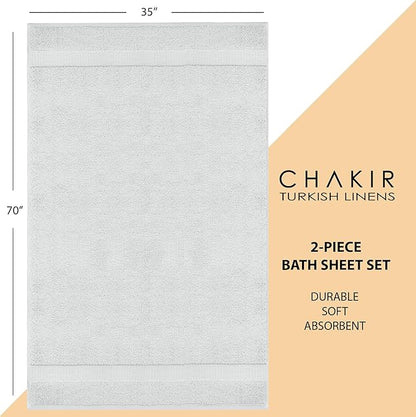 Chakir Turkish Linens, 100% Cotton Premium Quality Turkish Bath Sheets (35''x70'' Large Bath Sheet Towels - Silver Gray)