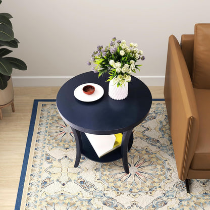 Roundhill Furniture Perth Contemporary Round End Table with Shelf