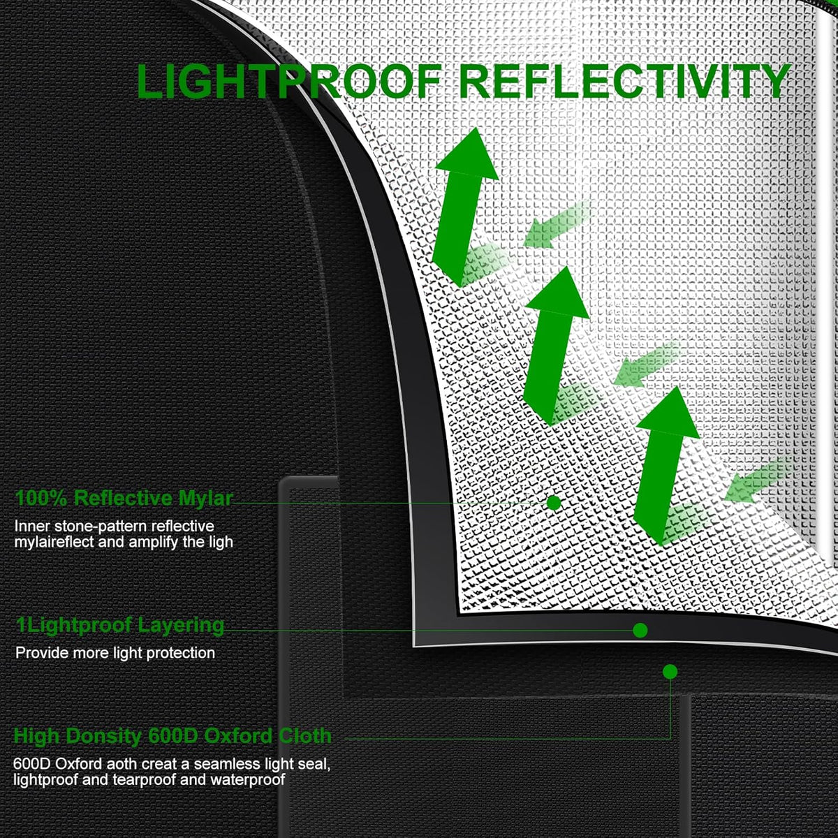 MELONFARM 4x2 Grow Tent, 48"x24"x60'' High Reflective 600D Diamond Mylar Canvas with Observation Window and Floor Tray for Hydroponic Indoor Plant Growing