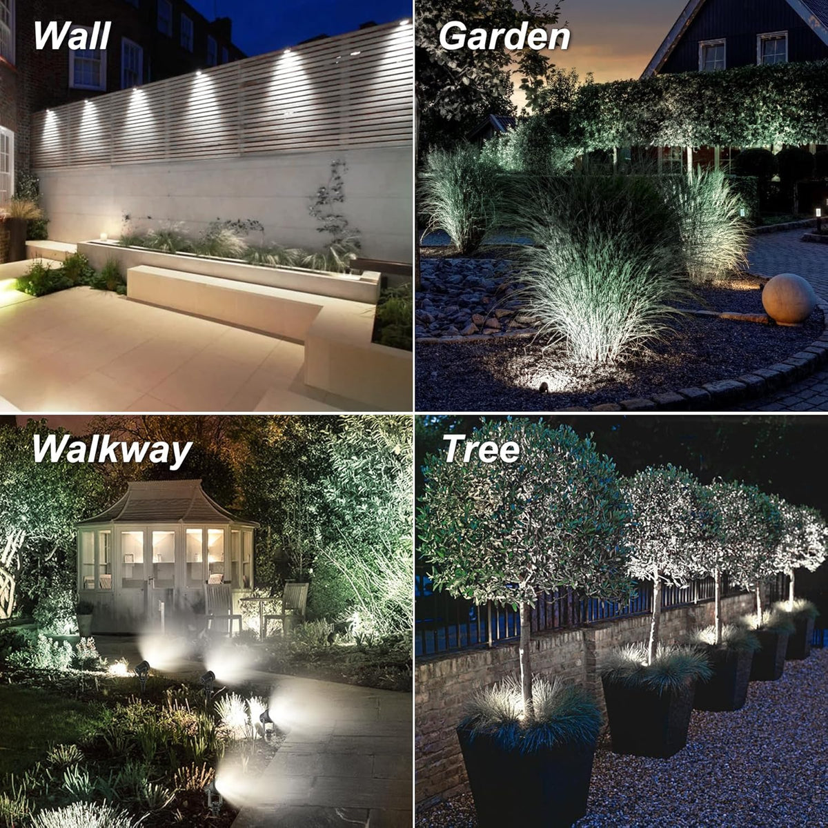 Solar Spot Lights Outdoor, Landscape Spotlights IP65 Waterproof 9.8ft Cable, Dusk to Dawn Solar Uplights for Tree Garden Yard Driveway Porch Walkway Pool (6-in-1, 6000K Cold White)