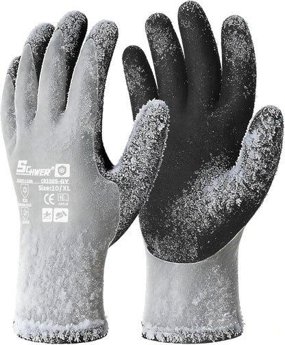 Schwer 2 Pairs 100% Waterproof Winter Work Gloves, ANSI A2 Cut Resistant Freezer Gloves for Outdoor Cold Weather Keep Hands Warm, Enhanced Warmth & Durability, for Shoveling Snow, Ice Fishing, XL