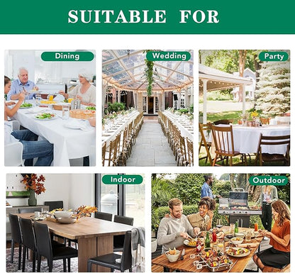 Biscaynebay Textured Fabric Tablecloths 90x132 Inches Rectangular, White Water Resistant Tablecloths for Dining, Kitchen, Wedding and Parties etc. Machine Washable