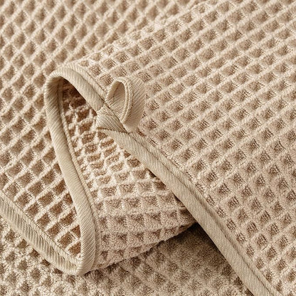 Microfiber Waffle Bath Towels, 4 Pieces, Soft, Absorbent, Fast Drying, Lint Free (Beige)