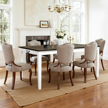 Hokway Dining Table for 4-6, 64 Inch Rectangular Solid Wood Kitchen Table, Modern Farmhouse Dinner Table for Dining Room, Kitchen, Living Room