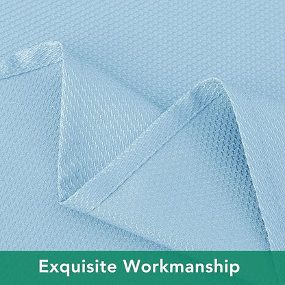 Biscaynebay Textured Fabric Round Tablecloths 108", Light Blue Water Resistant Table Cloth Circle Folding Table Covers Linen for Dining, Kitchen, Wedding, Parties etc. Machine Washable