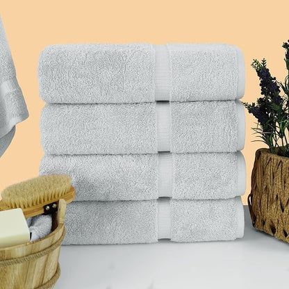 Chakir Turkish Linens |Hotel & Spa Quality 100% Cotton Premium Turkish Towels | Soft & Absorbent (Silver Gray, Bath Towel - Set of 4)