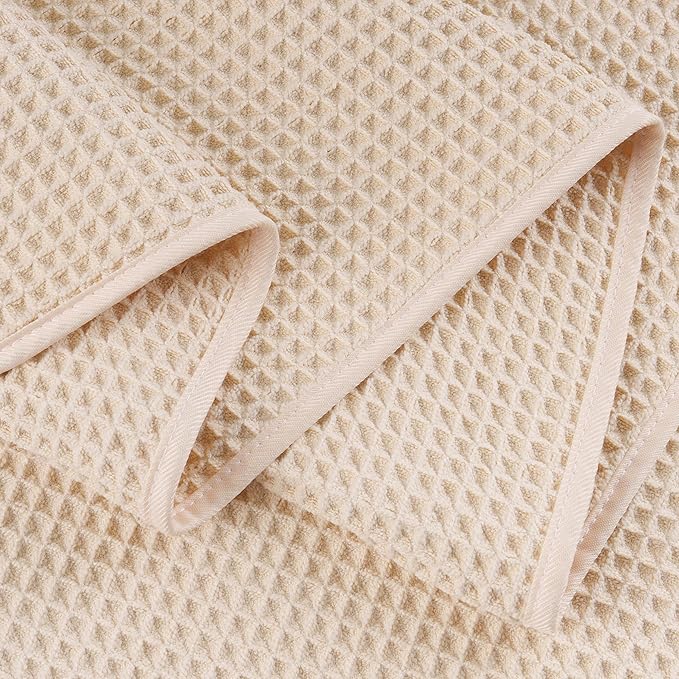 POLYTE Microfiber Quick Dry Lint Free Bath Sheet, 70 x 35 in, Set of 2 (Waffle Weave)