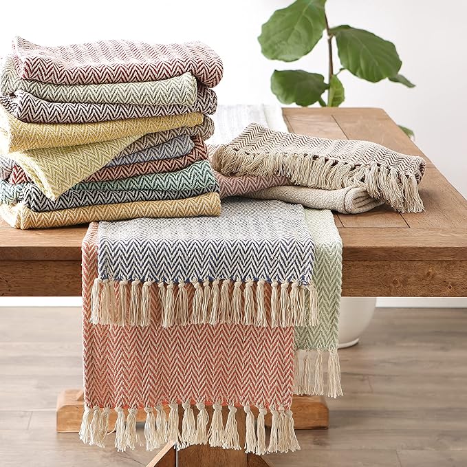 DII Woven Basic Tabletop Collection, Chevron Table Runner, 15x72, Nautical Blue