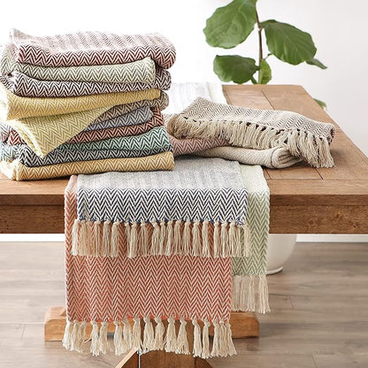 DII Woven Basic Tabletop Collection, Chevron Table Runner, 15x72, Nautical Blue