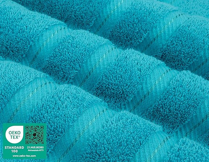 American Soft Linen Luxury 6 Piece Towel Set, 2 Bath Towels 2 Hand Towel 2 Washcloths, 600 GSM 100% Cotton Turkish Towels for Bathroom, Aqua Blue Towel Sets