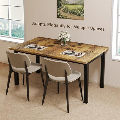 Extendable Dining Table for 4-6, 63" Modern Kitchen Table, Farmhouse Dining Room Tables for Dining, Kitchen, Office, Living Room, Rectangular Wooden Tables, Space Saving (Rustic Brown)