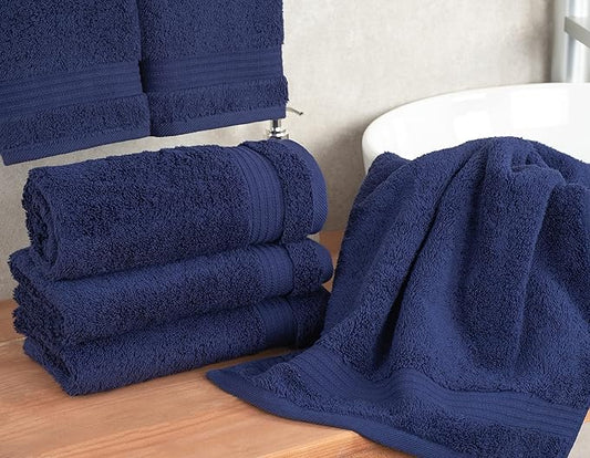 Cotton Paradise Hand Towels for Bathroom, 100% Cotton Turkish 4 Piece Hand Towel Set, Soft Absorbent Face Towels, Navy Blue Hand Towels