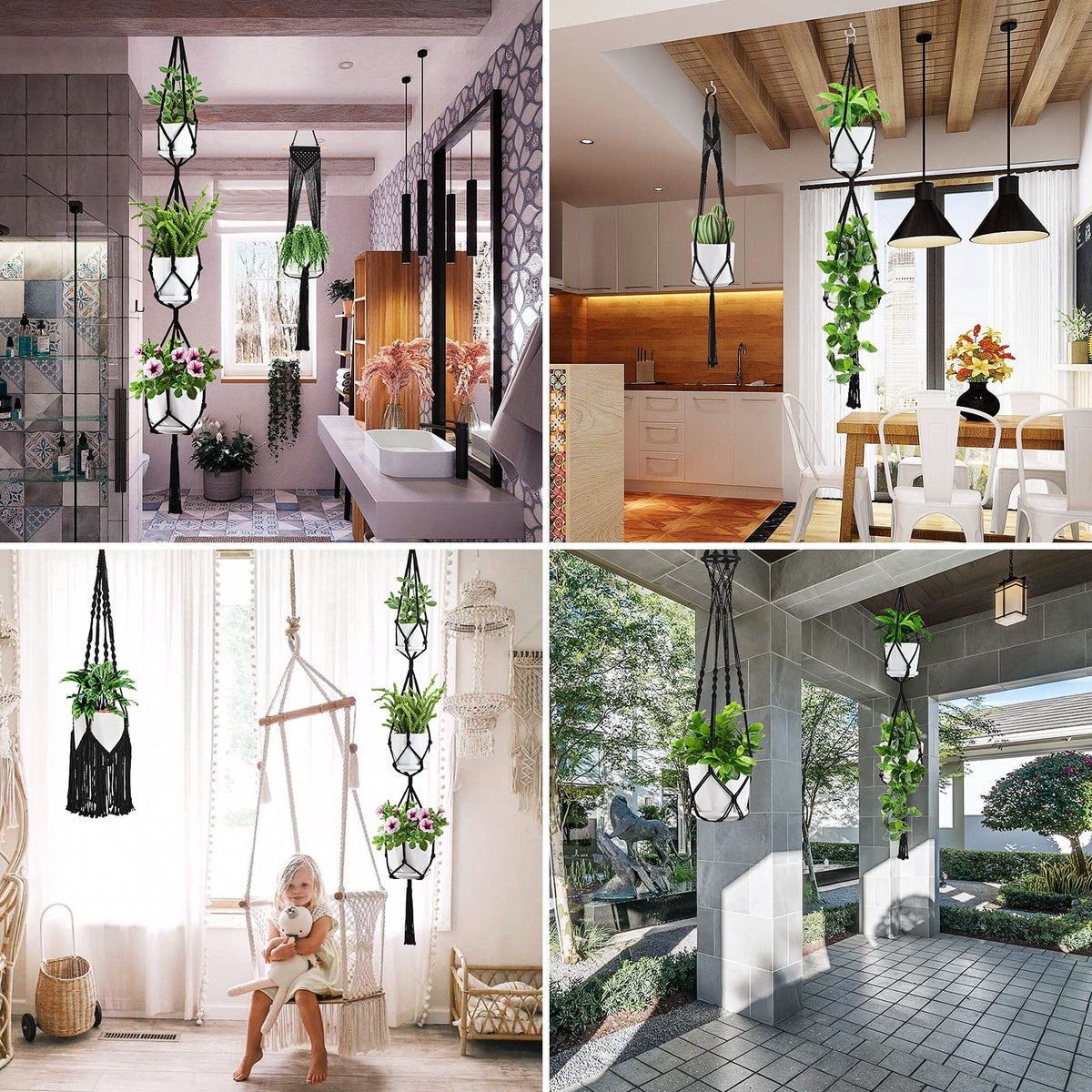 SFENNGPET Macrame Plant Hangers, 6Pack Hanging Planters for Indoor Plants