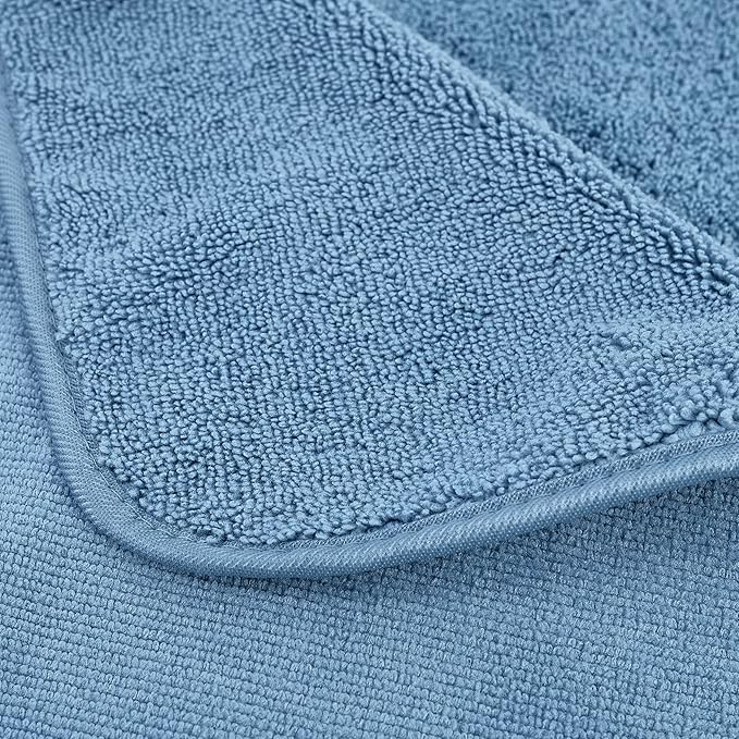 POLYTE Oversize, 60 x 30 in., Quick Dry Lint Free Microfiber Bath Towel Set, 6 Piece (Blue)