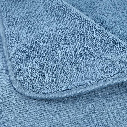 POLYTE Oversize, 60 x 30 in., Quick Dry Lint Free Microfiber Bath Towel Set, 6 Piece (Blue)