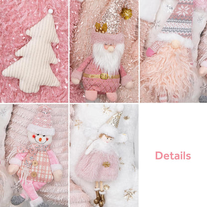 BHD BEAUTY Personalized Christmas Stocking Custom Name 3D Dolls Pink Customized Soft Faux Fur for Family Decorations Hanging Ornament for Xmas Holiday Party 1 Pack