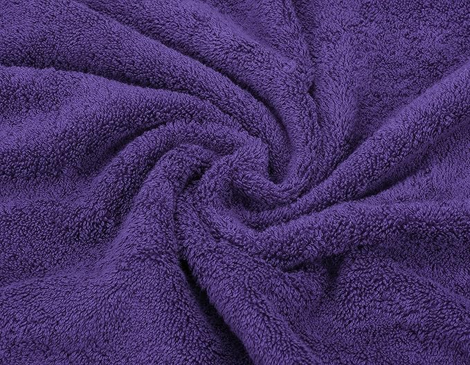 American Soft Linen Luxury 6 Piece Towel Set, 2 Bath Towels 2 Hand Towel 2 Washcloths, 600 GSM 100% Cotton Turkish Towels for Bathroom, Purple Towel Sets