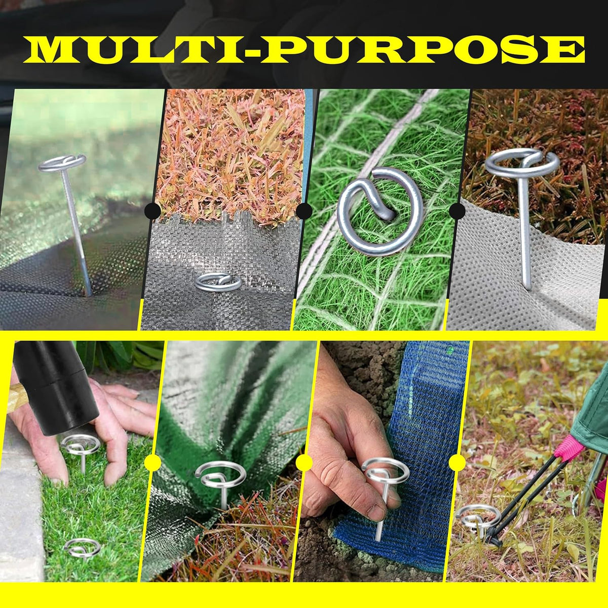 8 Gauge Circle Top Lanscape Pins - 45 Pack x 6 Inch Galvanised, Heavy Duty, Not Easy to Bend, Garden Stakes for Tarps, Lawn Turf, Weed Mats, More Holding Power (45 Pins)