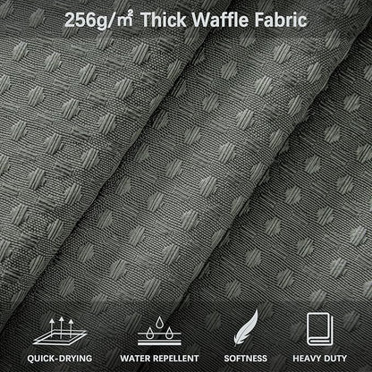 Shower Curtain Gray Waterproof Waffle Weave Fabric, 256GSM Heavy Duty Thick Shower Curtain Set for Bathroom, Hotel Spa Luxury Modern Shower Curtains with 12 Metal Hooks, 72Wx80H Grey