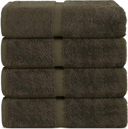 Chakir Turkish Linens 100% Cotton Premium Turkish Towels for Bathroom | 30'' x 60'' Large Bath Towels (4 Piece, Cocoa)