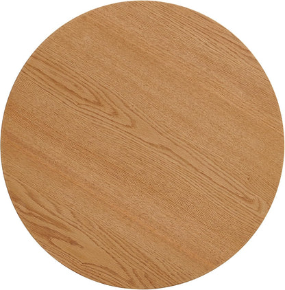 NORDICANA Single Accent Side Table for Living Room, 19.6 Inch Wide 19.6 Inch Tall Oak Color Round End Table for Sofa, Bedroom, Manufactured Wood Top with Oak Veneer