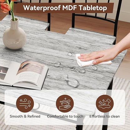 Kitchen Dining Table Set for 4, 5-Piece Kitchen Table Set,Dining Room Table Sets,Rectangular Kitchen Table Set with 4 Chairs for Small Space, Dinette,Apartment,Rustic Grey