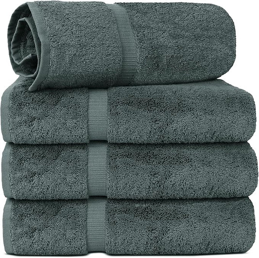 Chakir Turkish Linens | Hotel & Spa Quality 100% Cotton Luxury Turkish Towels | Soft & Absorbent (30x60 Inches Extra Large Bath Towels, Set of 4 - Dark Gray)