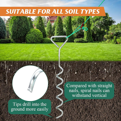 Sintuff 16 Set Tree Stakes and Supports Kit for Anti Hurricane Leaning Trees Straightening Heavy Duty 15. 75" Spiral Tree Stake with 13. 12 ft Ropes and 15. 75'' Support Straps (Green)