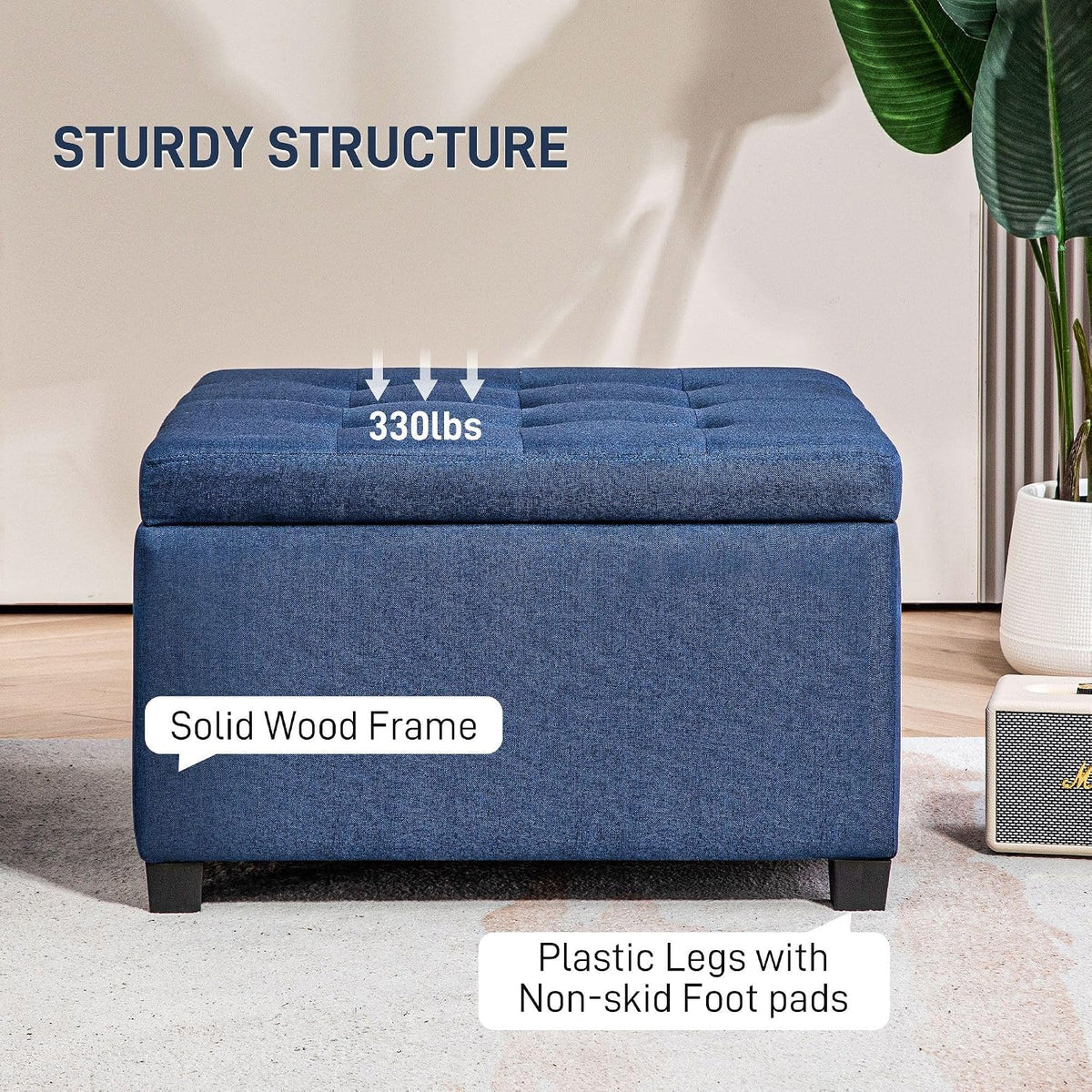 Vintage Storage Ottoman with Flip-Top Seat