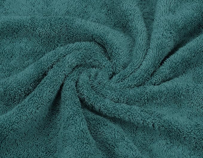 American Soft Linen Luxury 6 Piece Towel Set, 2 Bath Towels 2 Hand Towel 2 Washcloths, 600 GSM 100% Cotton Turkish Towels for Bathroom, Teal Towel Sets