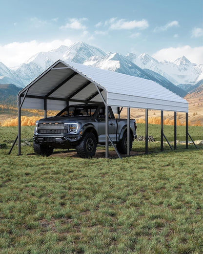 GarveeLife 13 ft x26 ft x11 ft Oversized Metal Carport, Steel Heavy Duty Car Ports for All-Weather, Tall Carport for Full-Size Pickup Trucks, Boats, and Tractors, N.W. 780 LBS