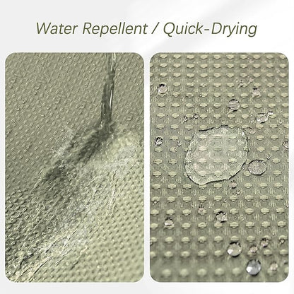 Khaki Shower Curtain Waffle Weave 60 Inches Heavy Fabric Duty Shower Curtains for Stall, Water Repellent 256GSM Weighted Modern Bathroom Shower Curtains with 10 Metal Hooks, 60Wx72H