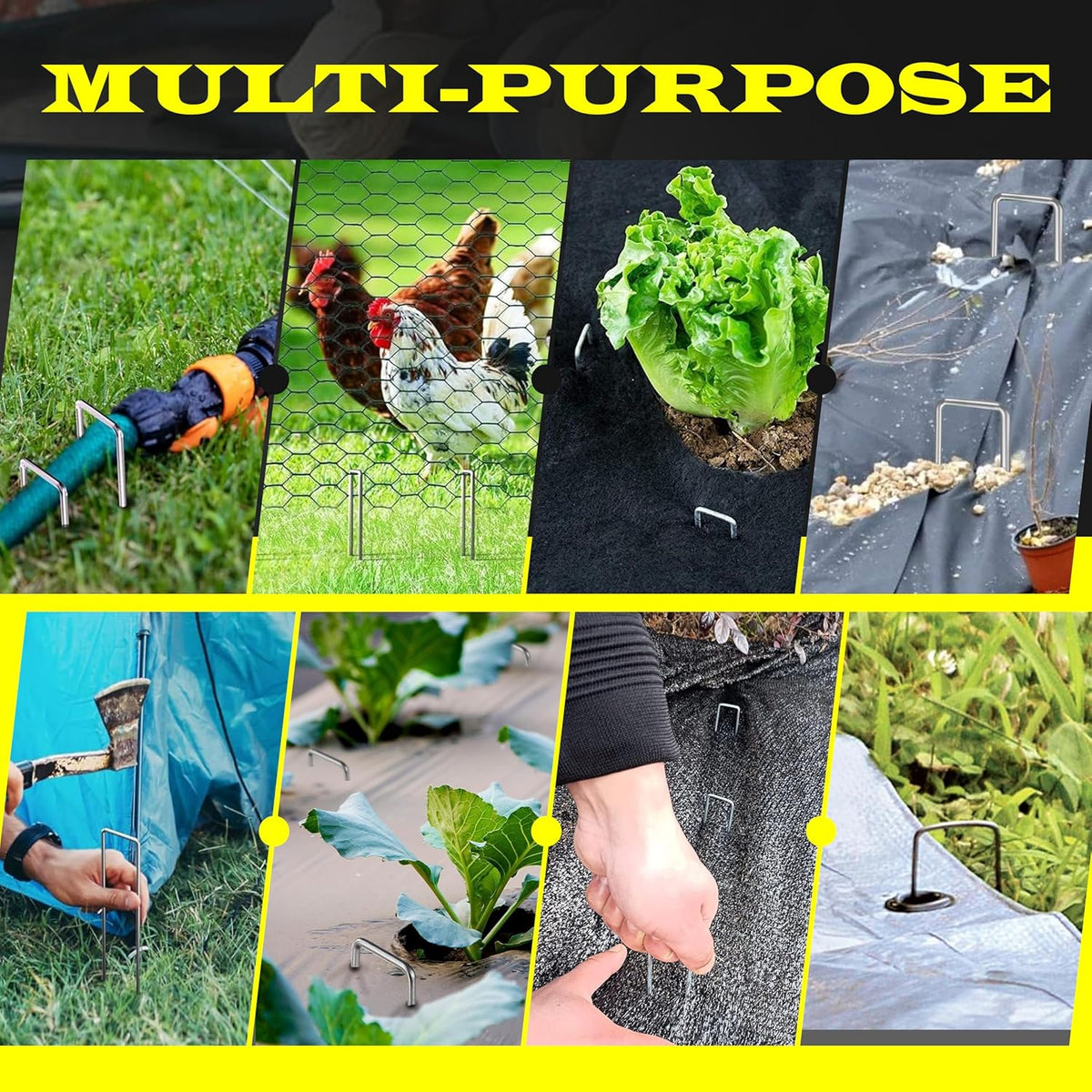 75 Pack x 6 Inch Landscape Staples Galvanised, Fabric Pins, 11 Gauge, Garden Staples, Tent Stakes, Fabric Pins for Lawn, Fence, Tent, Decoration, Weed Barrier, Outdoor. (75 x 6in)
