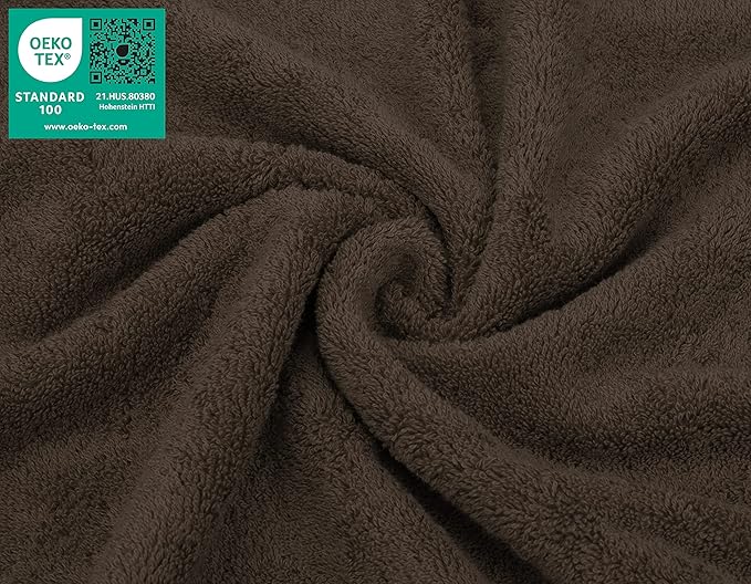 American Soft Linen Luxury Washcloths for Bathroom, 600 GSM 100% Cotton 4 Piece Turkish Wash Cloth Set, 13x13 in Soft Rags for Body and Face, Brown Washcloths