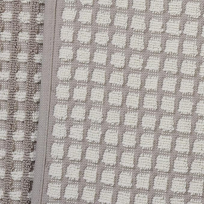 Modern Threads 6-Piece 100% Combed Cotton Yarn Dyed Cobblestone Jacquard Towel Set Flax